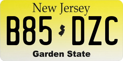 NJ license plate B85DZC
