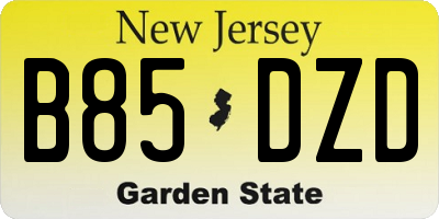 NJ license plate B85DZD