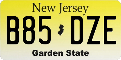 NJ license plate B85DZE