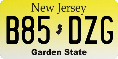 NJ license plate B85DZG