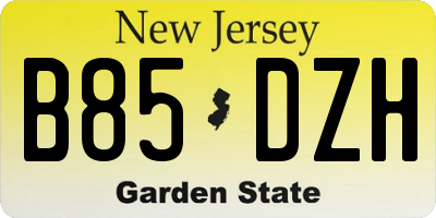 NJ license plate B85DZH