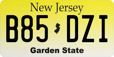 NJ license plate B85DZI