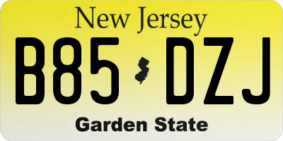 NJ license plate B85DZJ
