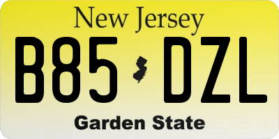 NJ license plate B85DZL