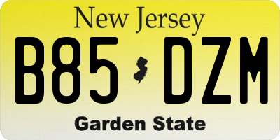 NJ license plate B85DZM
