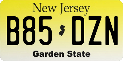 NJ license plate B85DZN