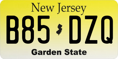 NJ license plate B85DZQ