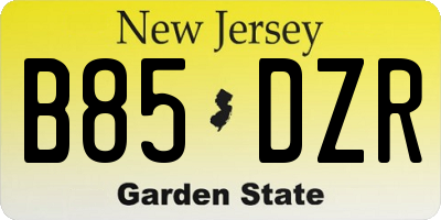 NJ license plate B85DZR