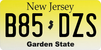 NJ license plate B85DZS
