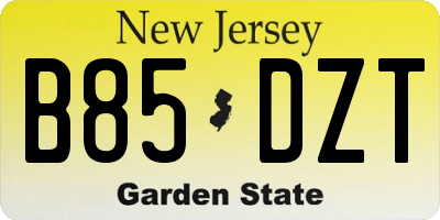 NJ license plate B85DZT