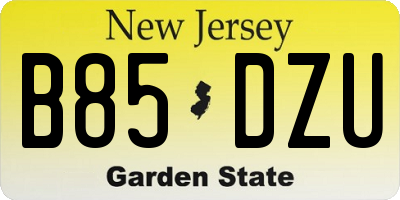 NJ license plate B85DZU