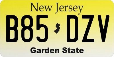 NJ license plate B85DZV