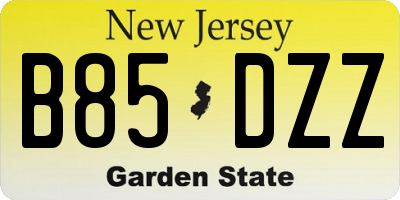NJ license plate B85DZZ