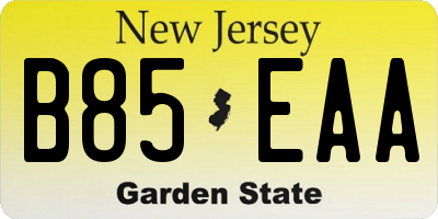 NJ license plate B85EAA