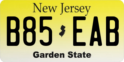 NJ license plate B85EAB