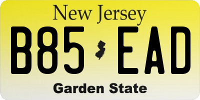 NJ license plate B85EAD