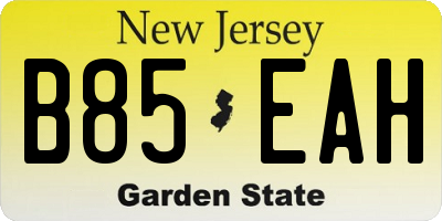 NJ license plate B85EAH