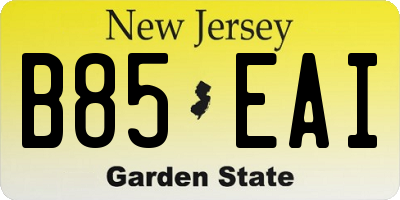 NJ license plate B85EAI