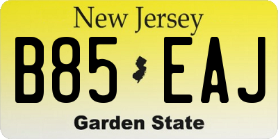 NJ license plate B85EAJ