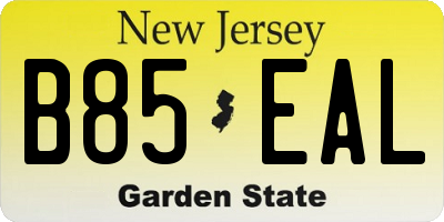 NJ license plate B85EAL