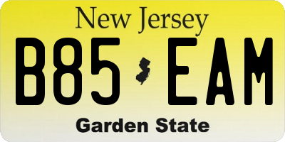NJ license plate B85EAM