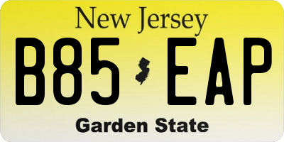 NJ license plate B85EAP