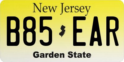 NJ license plate B85EAR