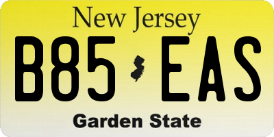 NJ license plate B85EAS