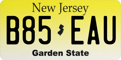 NJ license plate B85EAU