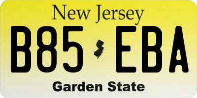 NJ license plate B85EBA