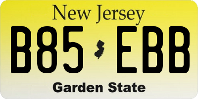 NJ license plate B85EBB