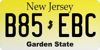 NJ license plate B85EBC