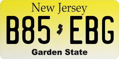 NJ license plate B85EBG