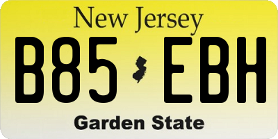 NJ license plate B85EBH