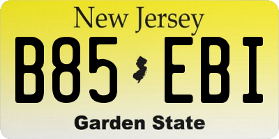 NJ license plate B85EBI