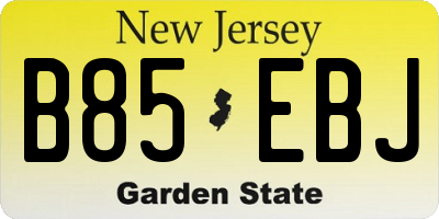 NJ license plate B85EBJ