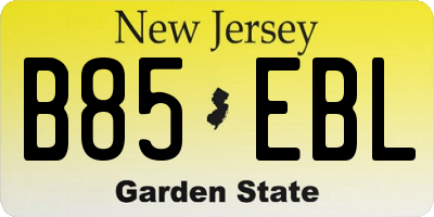 NJ license plate B85EBL