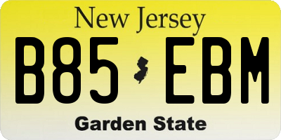 NJ license plate B85EBM