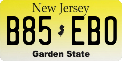 NJ license plate B85EBO