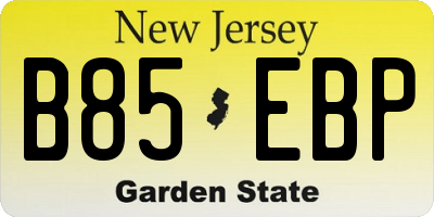 NJ license plate B85EBP