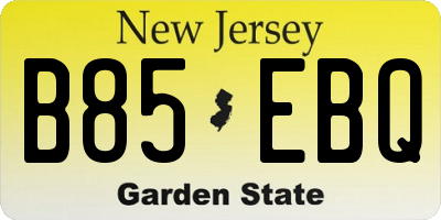 NJ license plate B85EBQ