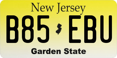 NJ license plate B85EBU