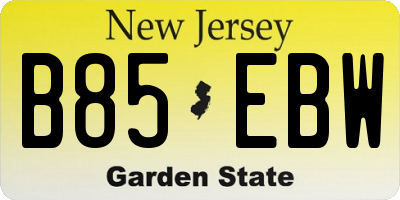 NJ license plate B85EBW