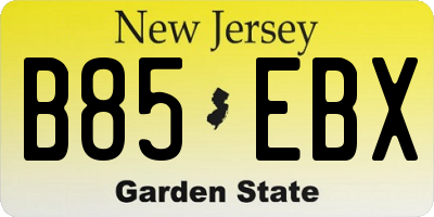 NJ license plate B85EBX