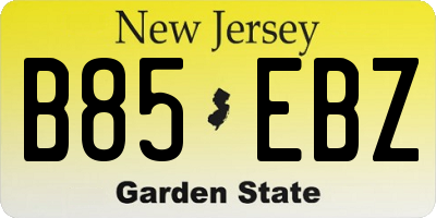 NJ license plate B85EBZ