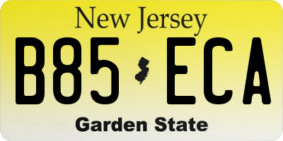 NJ license plate B85ECA