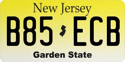 NJ license plate B85ECB