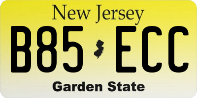 NJ license plate B85ECC