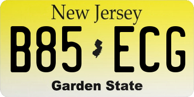 NJ license plate B85ECG