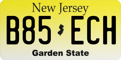 NJ license plate B85ECH